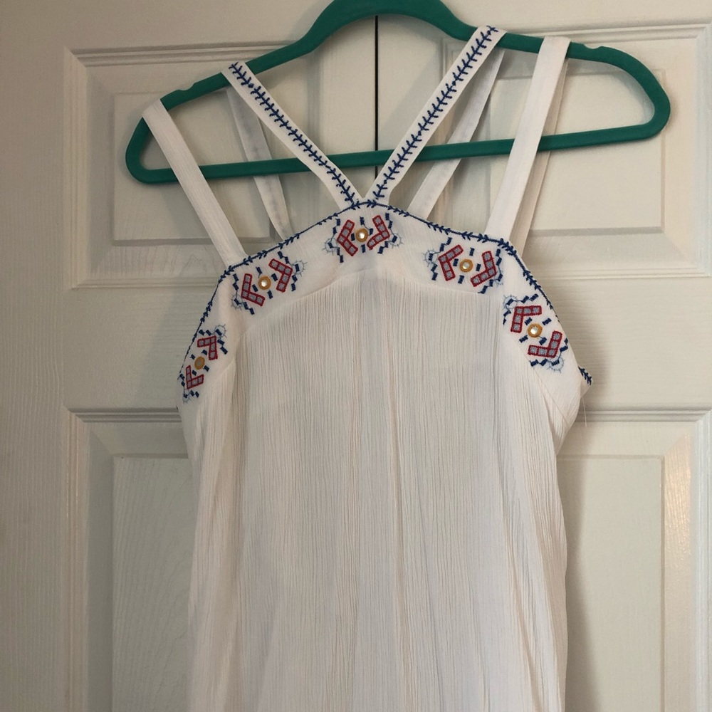 White Tank Top w/ Fun Design and Staps